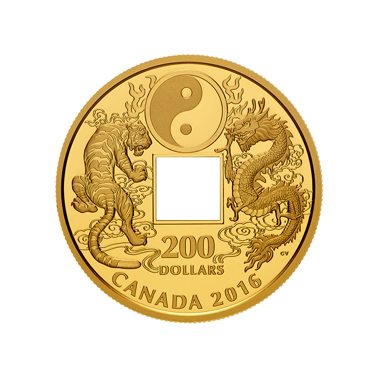 Canadian Gold Tiger and Dragon Yin and Yang